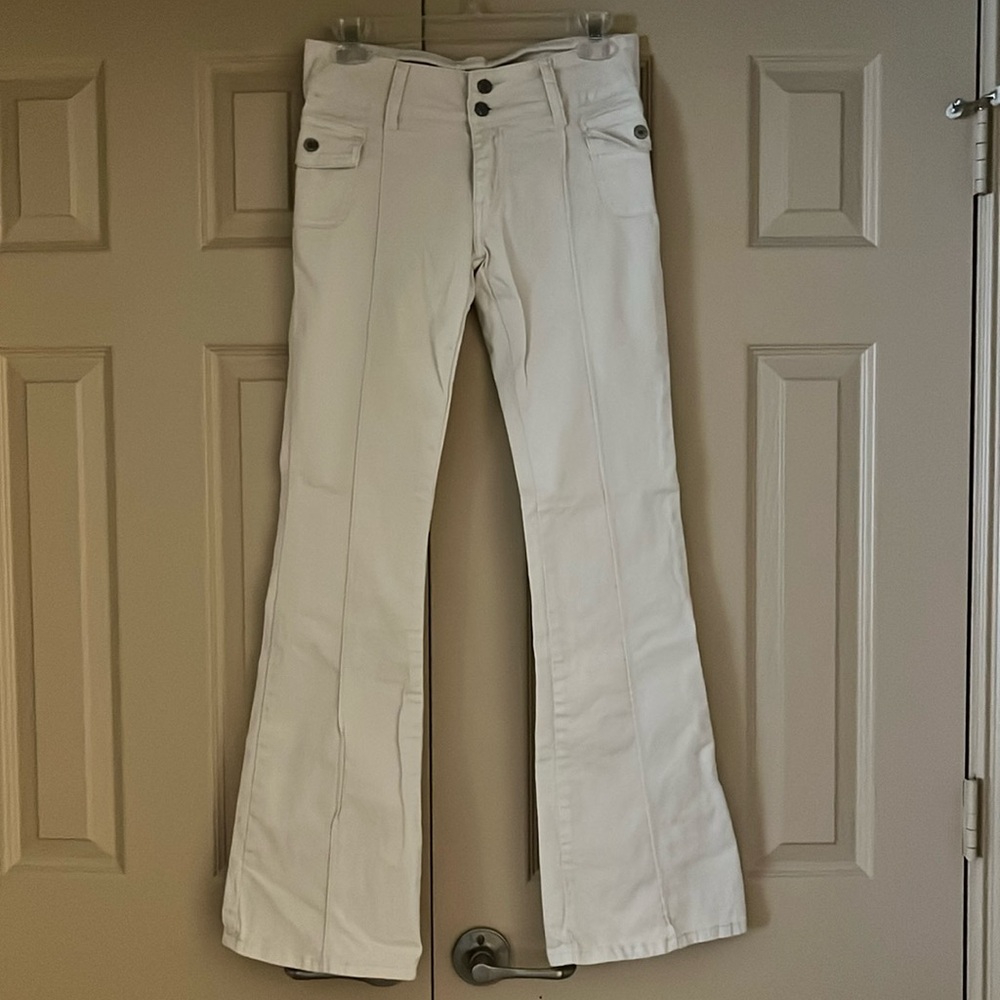 John Galt Brandy Melville Cream Cargo Slight Flare Y2K Trendy Long Pants